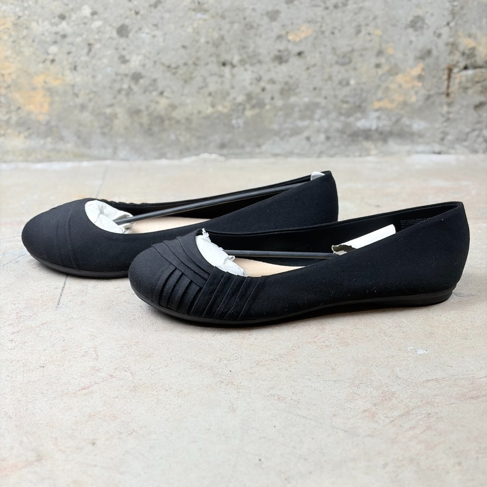 Lower East Side Bree Women's Ballet 12 Core Black Pleated Comfort Slip On Flats